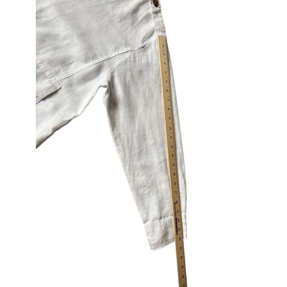 Talbots WASHED LINEN JACKET size L White Button Front - Picture 6 of 9